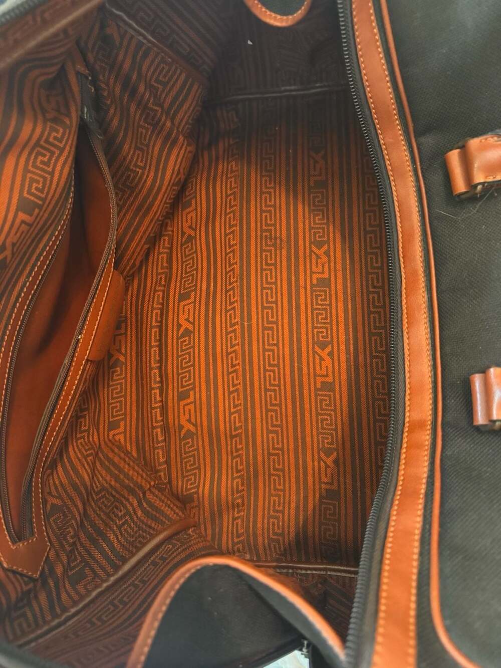 Yves Saint Laurent Vintage YSL Monogram Greek Key Canvas Boston Travel Bag Black - Picture 7 of 10